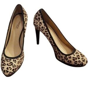 PReVIEW International Leopard Calf Hair‎ Almond Toe Heels